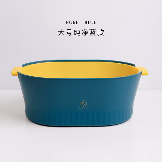 Doppelschichtige 2-in-1-Multifunktions-Waschschüssel und Sieb, Gemüse, Obst, Kunststoff, kreativer Doppelablaufkorb