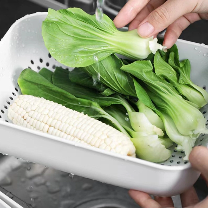 Wholesale Plastic Drain Organizer Kitchen Fruit Vegetable Washing Basket