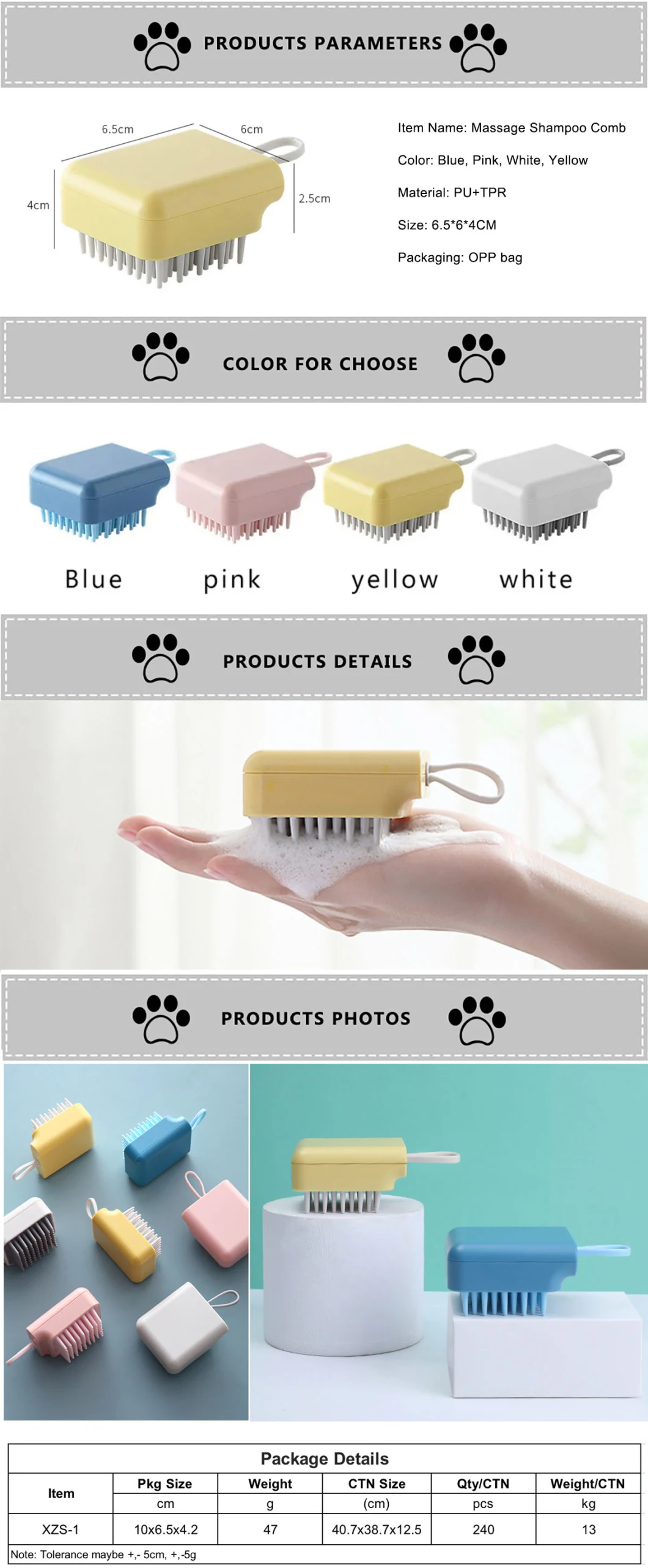 Plastic Silicone Dog Bath Massage Gloves Brush Pet Cat Bathroom Cleaning Tool Comb Dog Can Pour Shampoo Dog Grooming Supplies