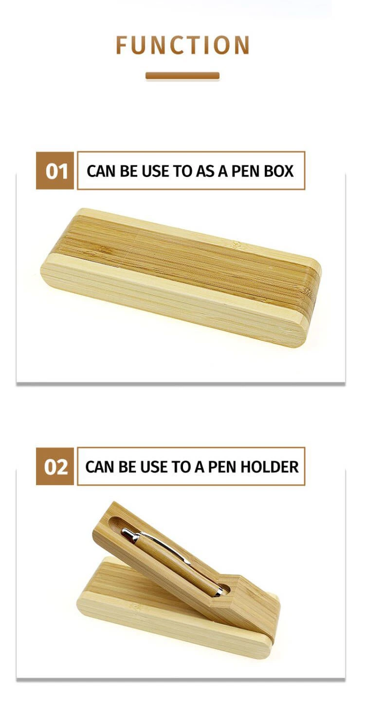 Hot Sale Bamboo Wood Pen Box Custom Logo Pen Holder