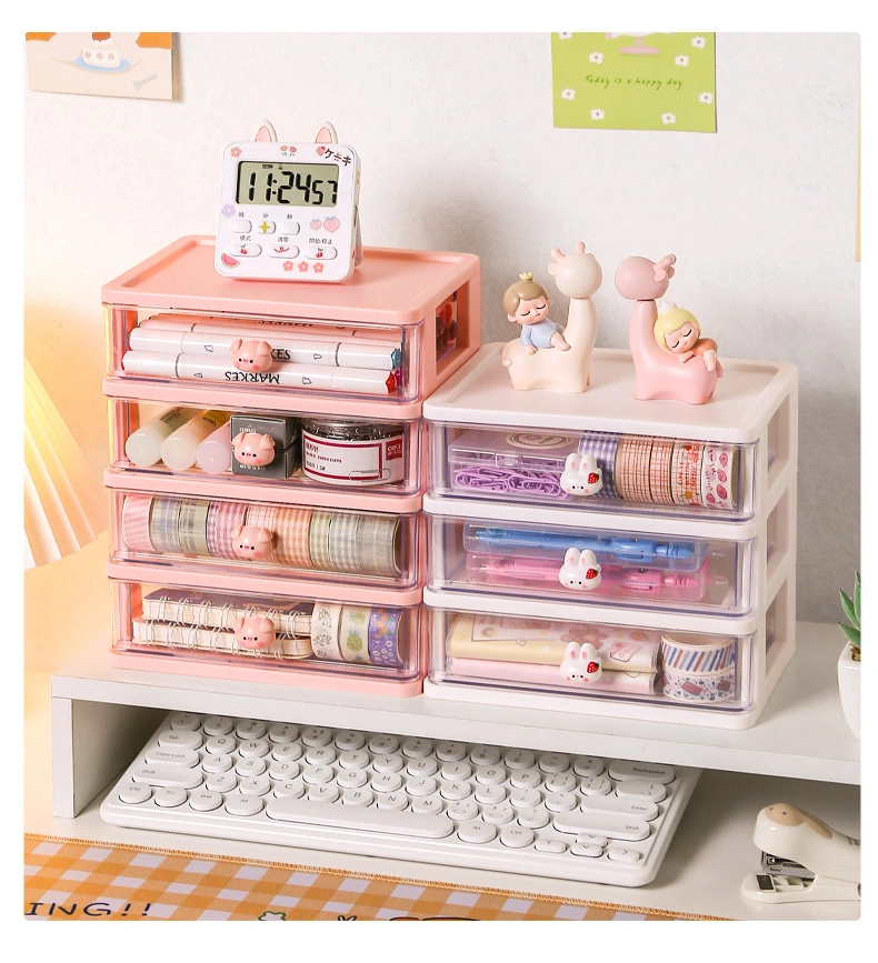 Transparent Desktop Drawers Plastic Cosmetics Crystal Makeup Organizer Storage Box