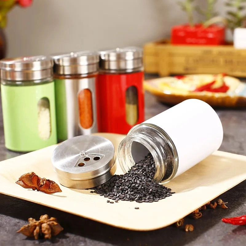 Rotary Hole Seasoning Bottle Kitchen Seasoning Jar Glass Seasoning Box Sealed Moisture-Proof Household