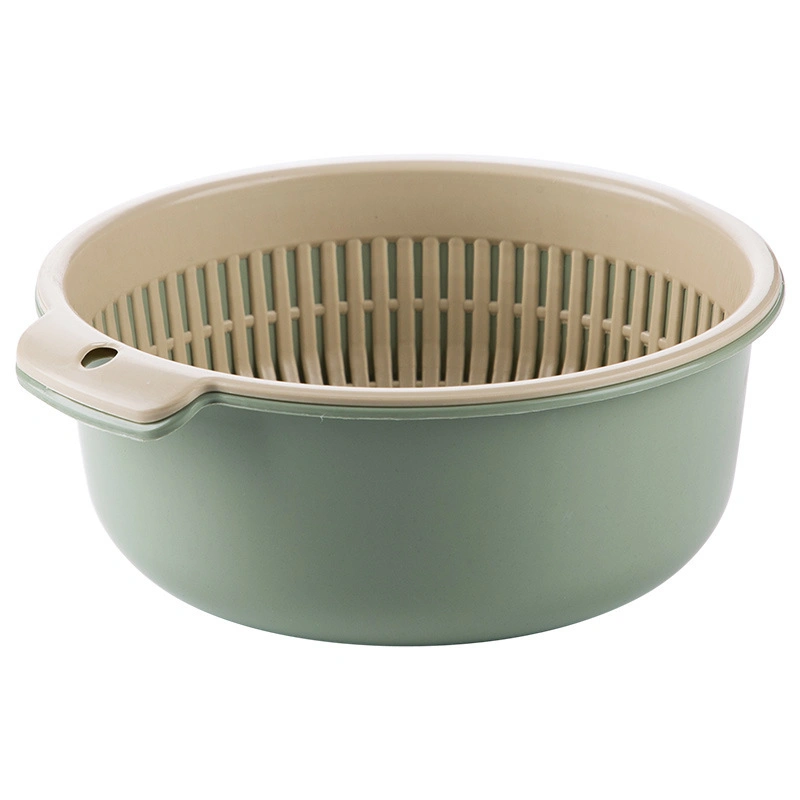 Round Extra-Large Thick Double-Layer Kitchen Vegetable Washing Basket, Fruit Basket and Drain Basket