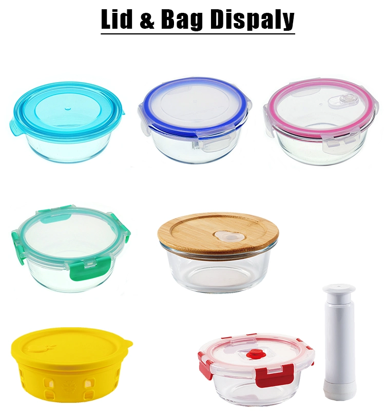 1400ml Round Kitchen Lunch Box Microwave Glass Bowl Glass Crisper with Cover