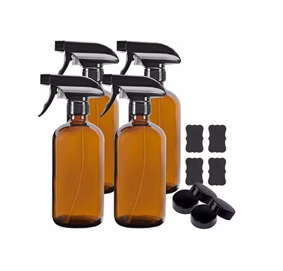 Großhandel 16oz blaue klare Boston-Rundglas-Sprühflasche mit Triggersprüher